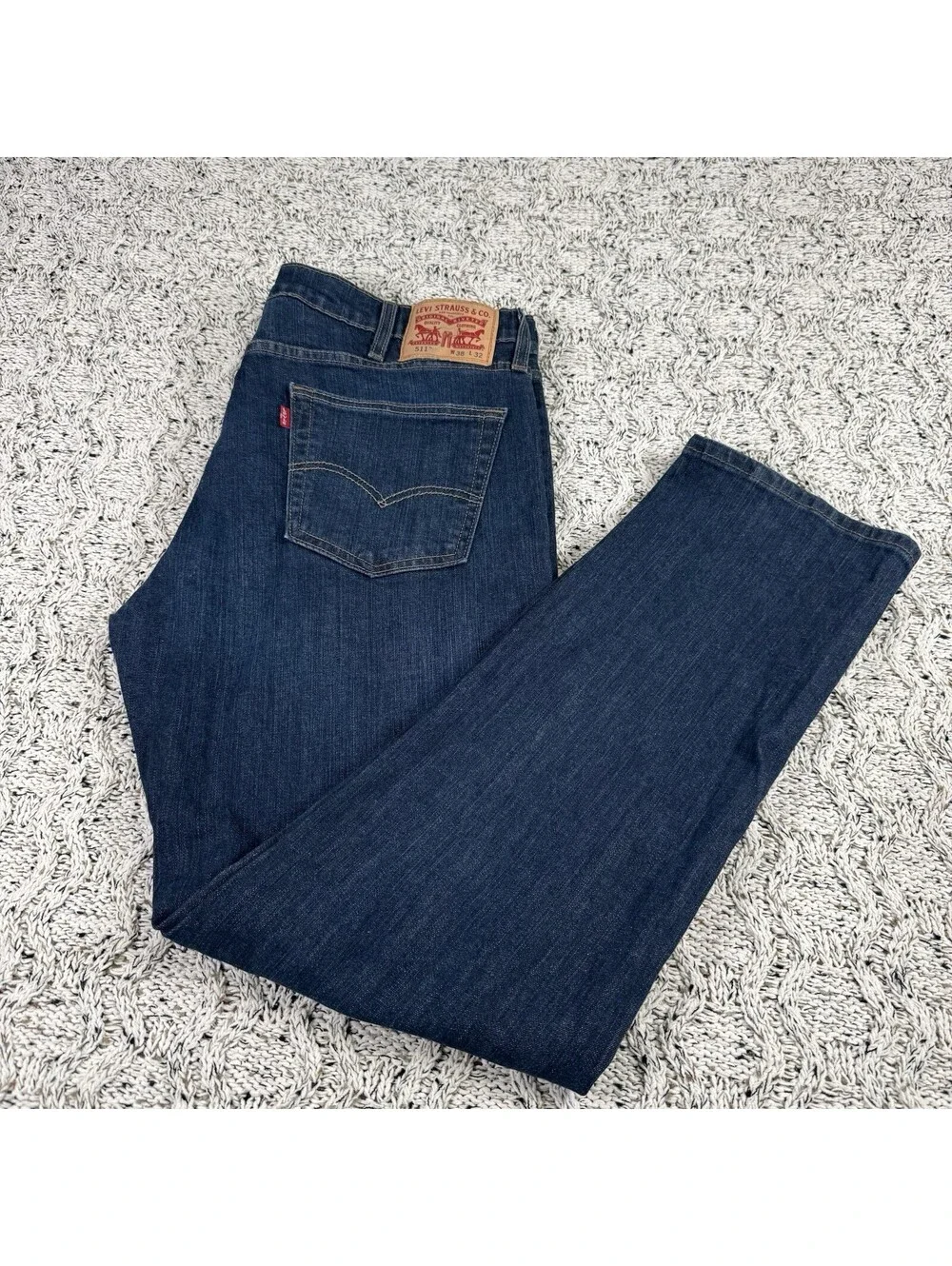 Levi’s 511 Slim Fit Zipped Men's W38/L32 Blue Jeans Whiskers Mid Rise